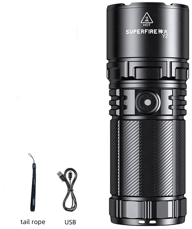 lanterna led superfire y2, zoom, 1400lm, 1000m, incarcare usb-c, lumina fata, spate, 20w - imagine 8